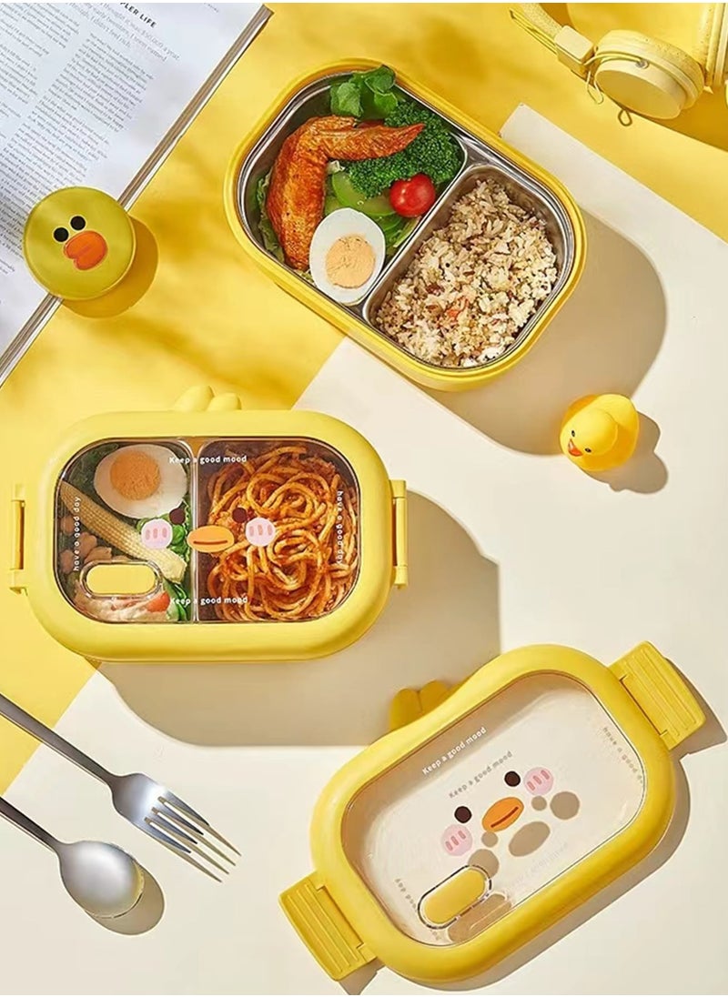 Lunch Box Kids, Bento Box Adult Lunch Box, Lunch Containers for Adults/Kids/Toddler,304 Stainless Steel-2 Compartment Microwave u0026 Dishwasher u0026 Freezer Safe - Yellow