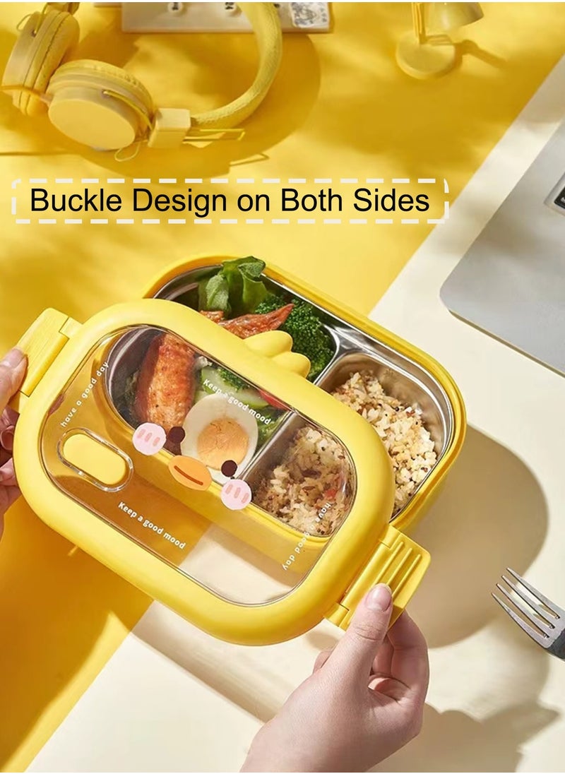 Lunch Box Kids, Bento Box Adult Lunch Box, Lunch Containers for Adults/Kids/Toddler,304 Stainless Steel-2 Compartment Microwave u0026 Dishwasher u0026 Freezer Safe - Yellow