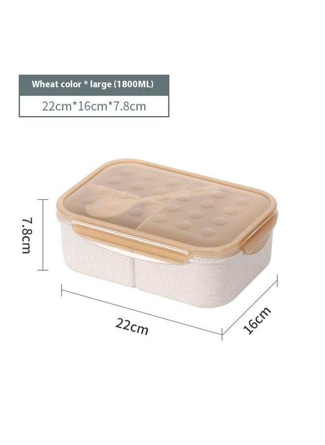 Lunch Box Durable Leakproof Containers With 3 Compartments White/Beige Bento Box,Natural Wheat Fiber Material Lunch Box for Office Ladies,BPA-Free,Reusable Meal Prep Container for Body Builders