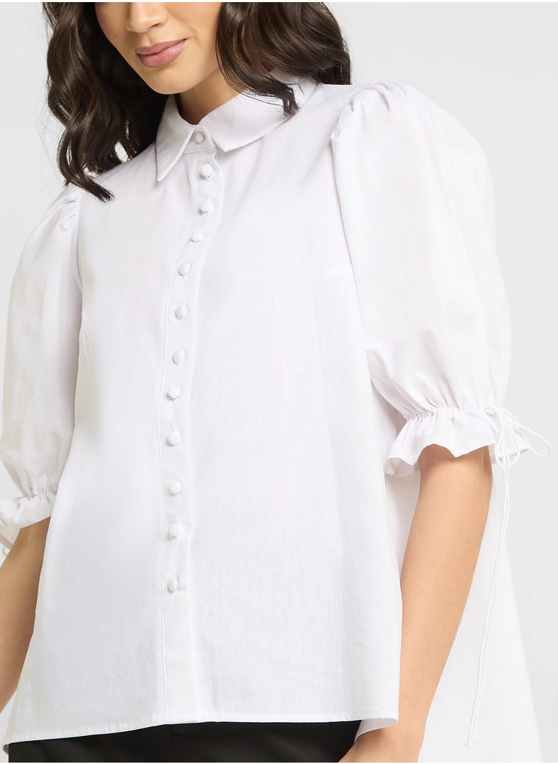 Puff Sleeve Button Down Top