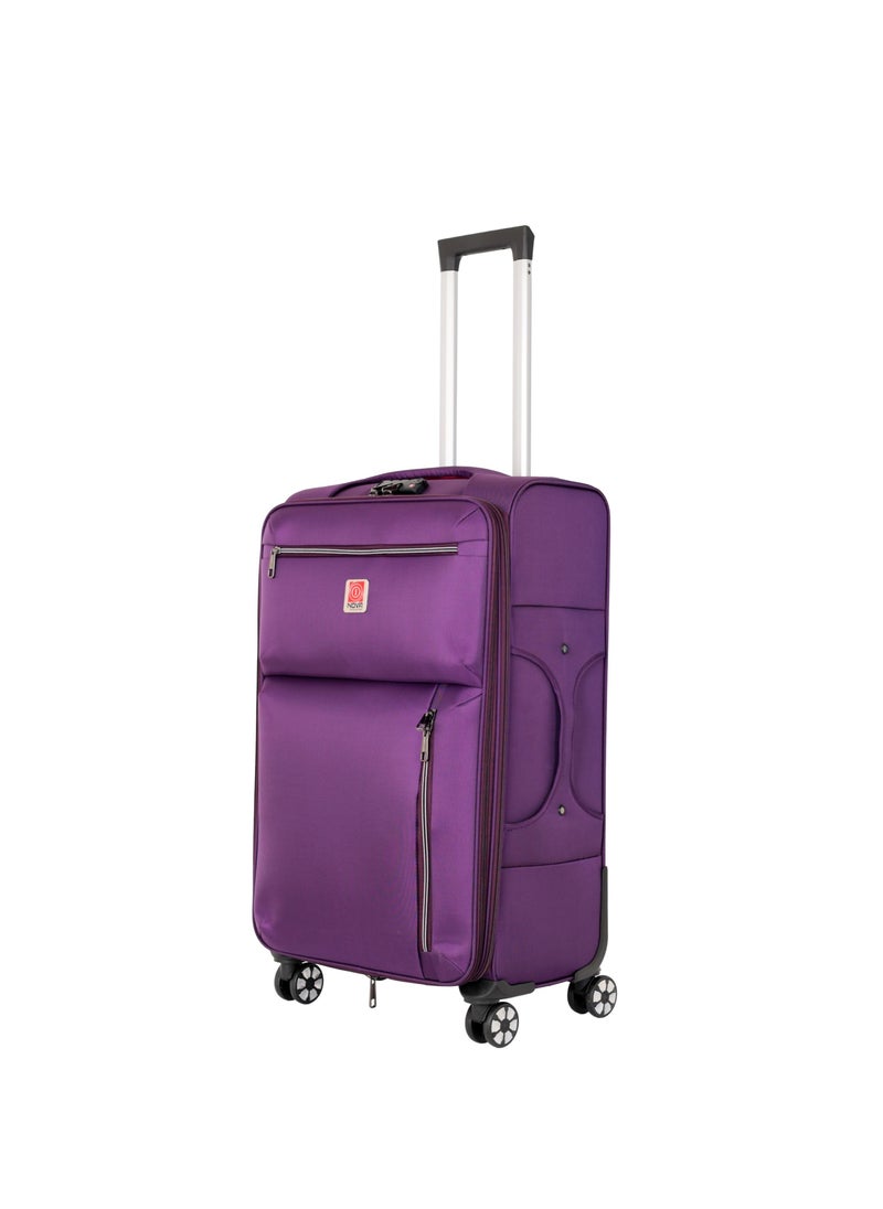 REFLECTION 28 Inch Emerald Carry-on Suitcase Lightweight Vertical Series Travel Soft Luggage Trolley 4X4 with 121L Storage Capacity and 4 Spinner Wheels Purple