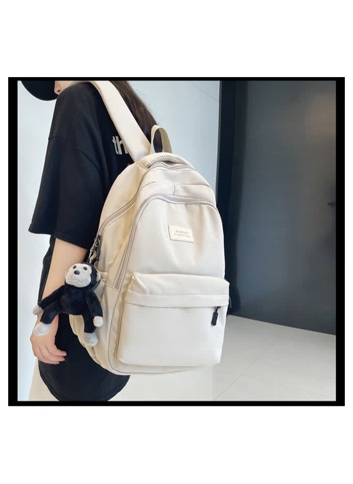 Solid color female Korean version Harajuku backpack campus style junior high school and high school student schoolbag women's simple large-capacity backpack,Pink - single package