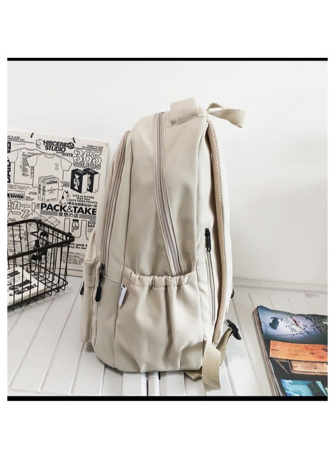 Solid color female Korean version Harajuku backpack campus style junior high school and high school student schoolbag women's simple large-capacity backpack,Pink - single package