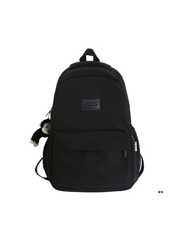 Solid color female Korean version Harajuku backpack campus style junior high school and high school student schoolbag women's simple large-capacity backpack,Pink - single package