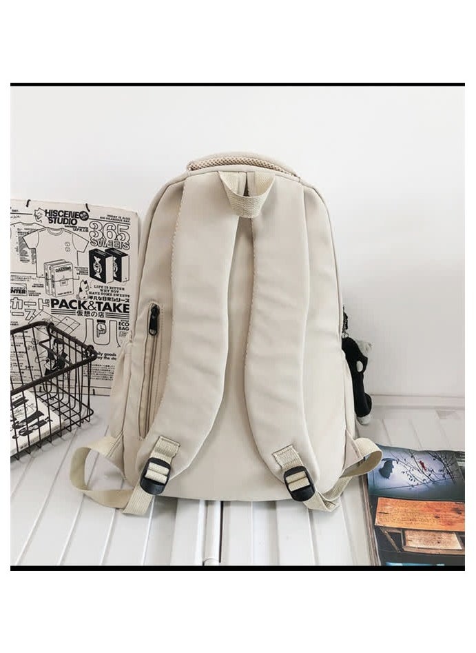 Solid color female Korean version Harajuku backpack campus style junior high school and high school student schoolbag women's simple large-capacity backpack,Pink - single package
