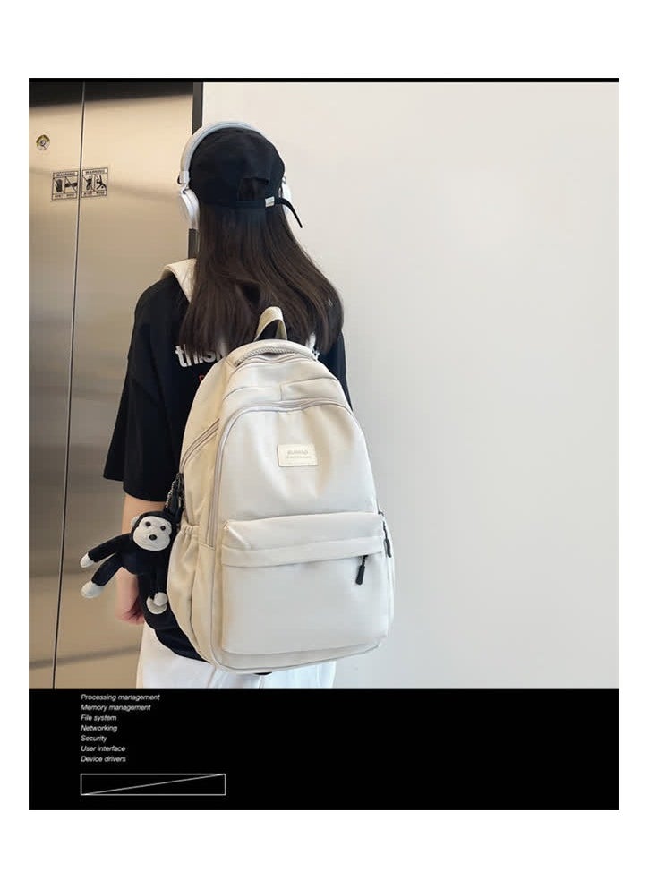 Solid color female Korean version Harajuku backpack campus style junior high school and high school student schoolbag women's simple large-capacity backpack,Pink - single package