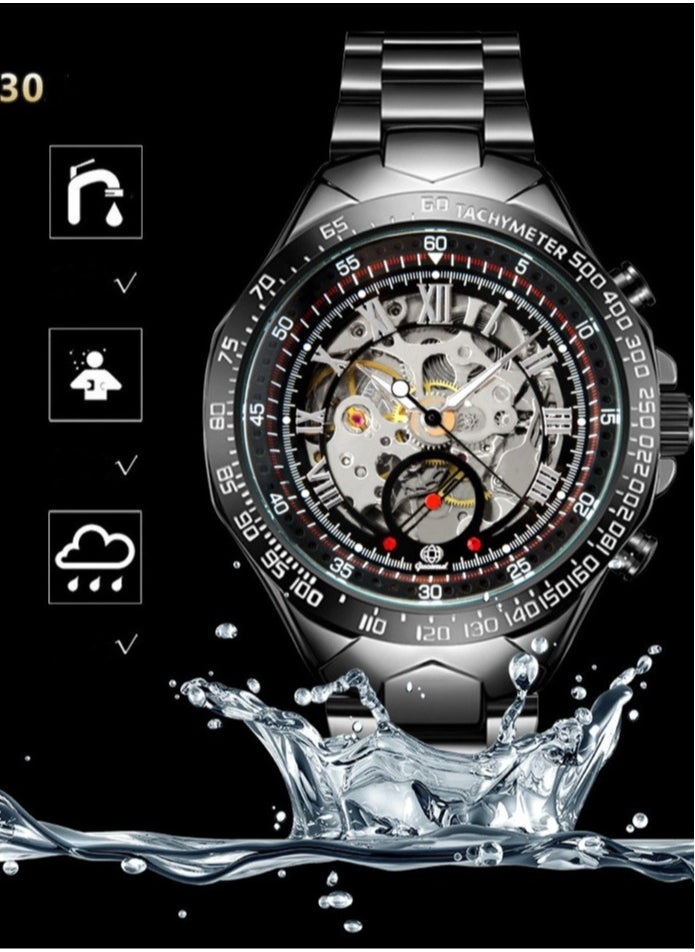 Men's Fashion Skeleton Waterproof Fully Automatic Mechanical Watch