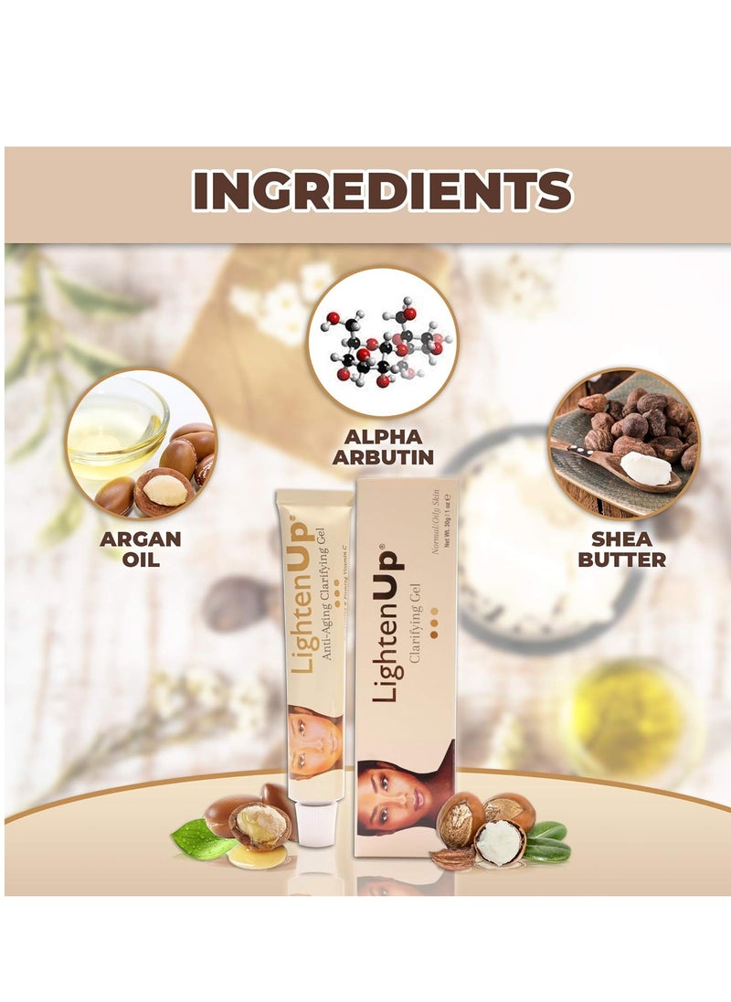 LightenUp Anti-Aging Skin Brightening Gel - 1 Fl oz / 30ml | Anti-Aging Cream, with Alpha Arbutin, Argan Oil, Vitamin C