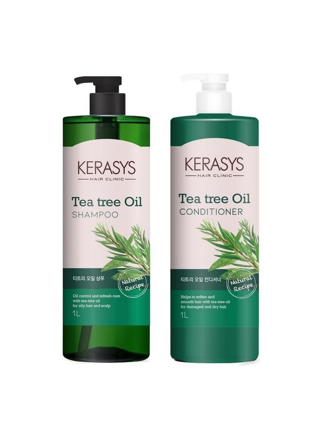 Hair Clinic Tea Tree Oil 33.8 Fl Oz / 1L (Shampoo + Conditioner Set)