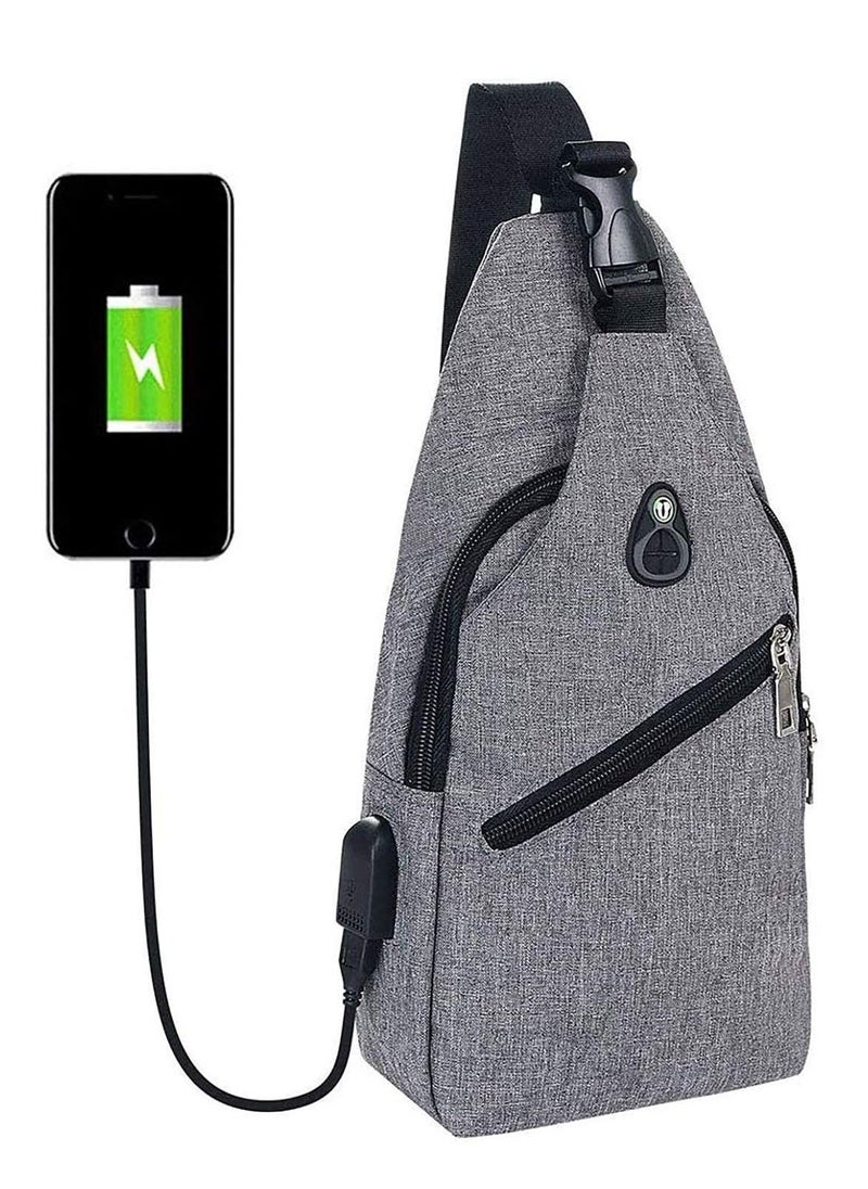 Sling Bag, Chest Bag with USB Charging Port, Men Lightweight Crossbody For Hiking,Cycling, Traveling