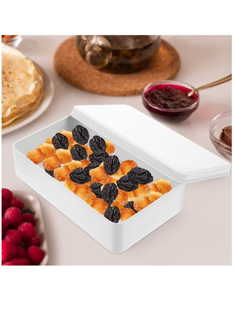 Biscuit Tin White Rectangular Tin Box, 3pcs Metal Empty Tin Containers with Lids Tinplate Candy Cookie Dessert Jewelry Holders for Treats Gifts Small Items Party Favors White Candy Lip Balm