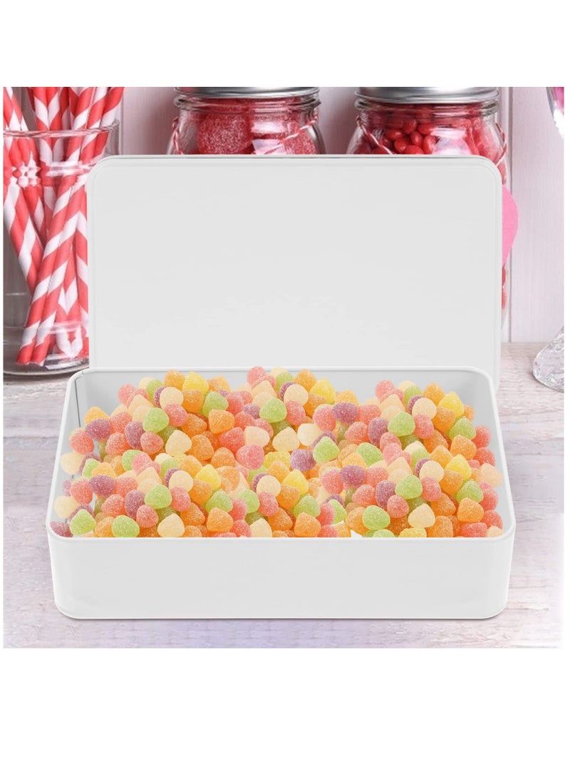 Biscuit Tin White Rectangular Tin Box, 3pcs Metal Empty Tin Containers with Lids Tinplate Candy Cookie Dessert Jewelry Holders for Treats Gifts Small Items Party Favors White Candy Lip Balm