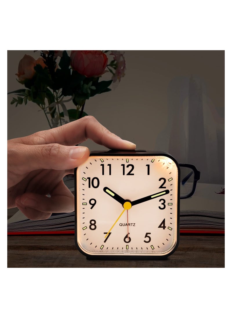 Silent Alarm Clock - Non-Ticking Battery Powered, Luminous Large Display, Snooze Function, Perfect for Bedroom & Office, Travel-Friendly Basic Table Clock