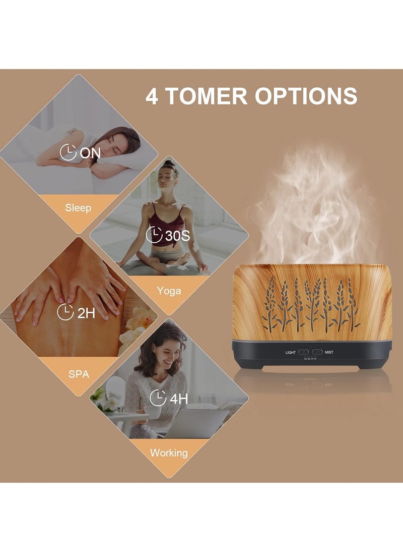 Essential Oil Diffuser, Waterless Diffuser, Essential Oil Nebulizer, 240ml Ultrasonic Flame Oil Diffuser, 3 Mist Mode 4 Timer Up to 12H of Continuous Aroma, Auto-Off Diffusers, for Home Cars Office