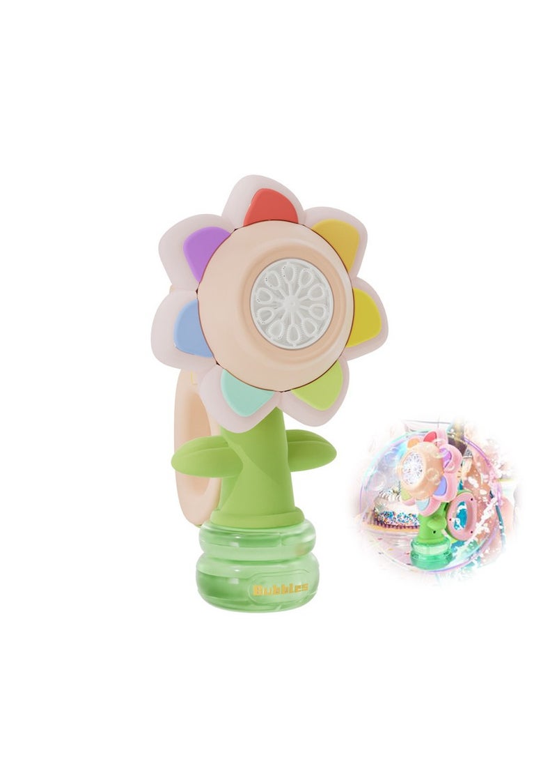 Bubble Machine, Sunflower Automatic Bubble Blower, Light-Up Design, Fun Outdoor Party Toy for Toddlers, Chargable