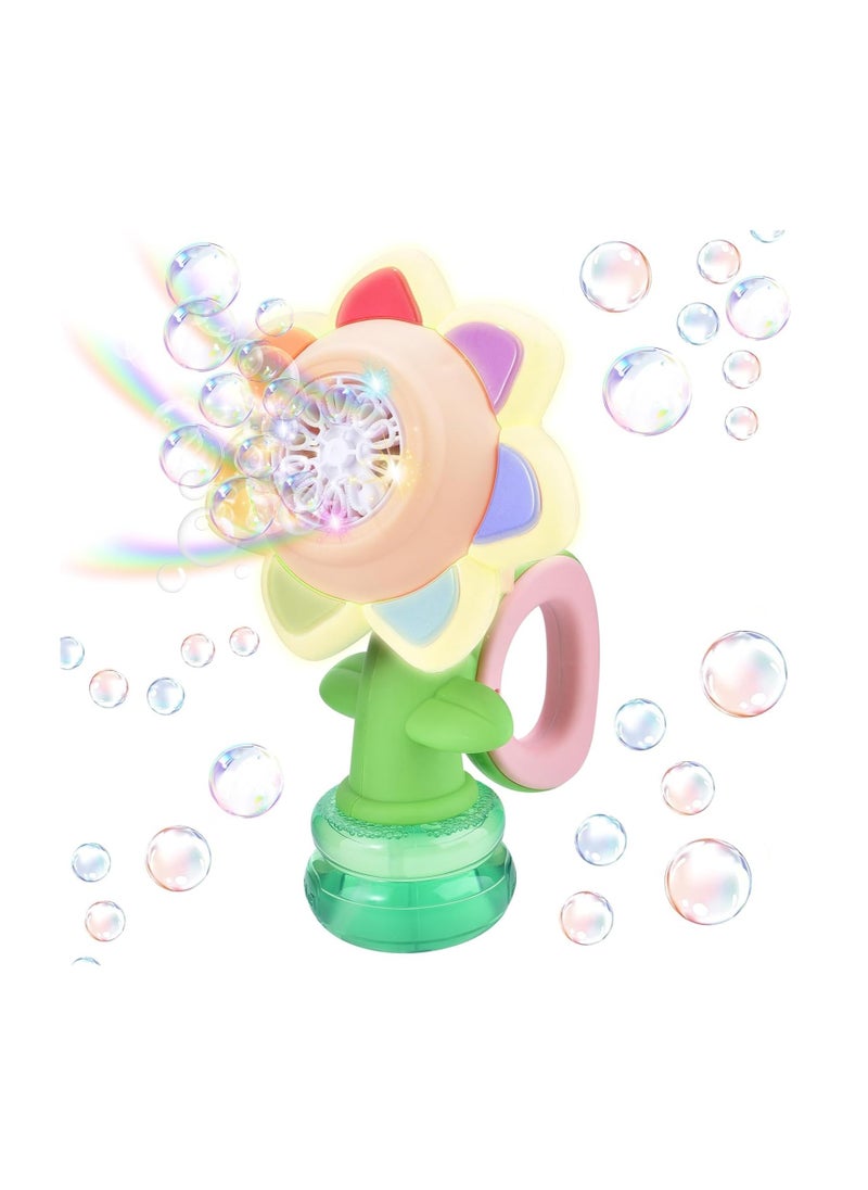 Bubble Machine, Sunflower Automatic Bubble Blower, Light-Up Design, Fun Outdoor Party Toy for Toddlers, Chargable