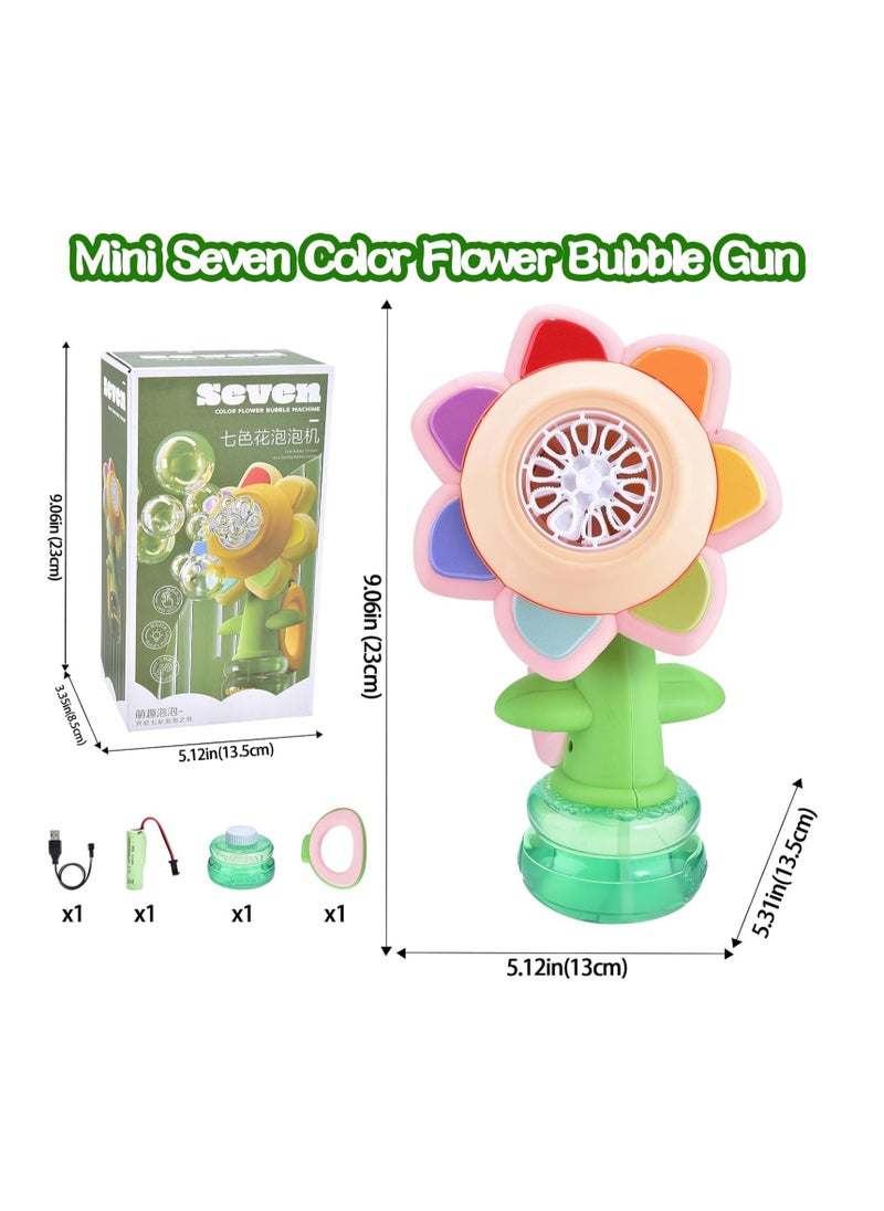 Bubble Machine, Sunflower Automatic Bubble Blower, Light-Up Design, Fun Outdoor Party Toy for Toddlers, Chargable