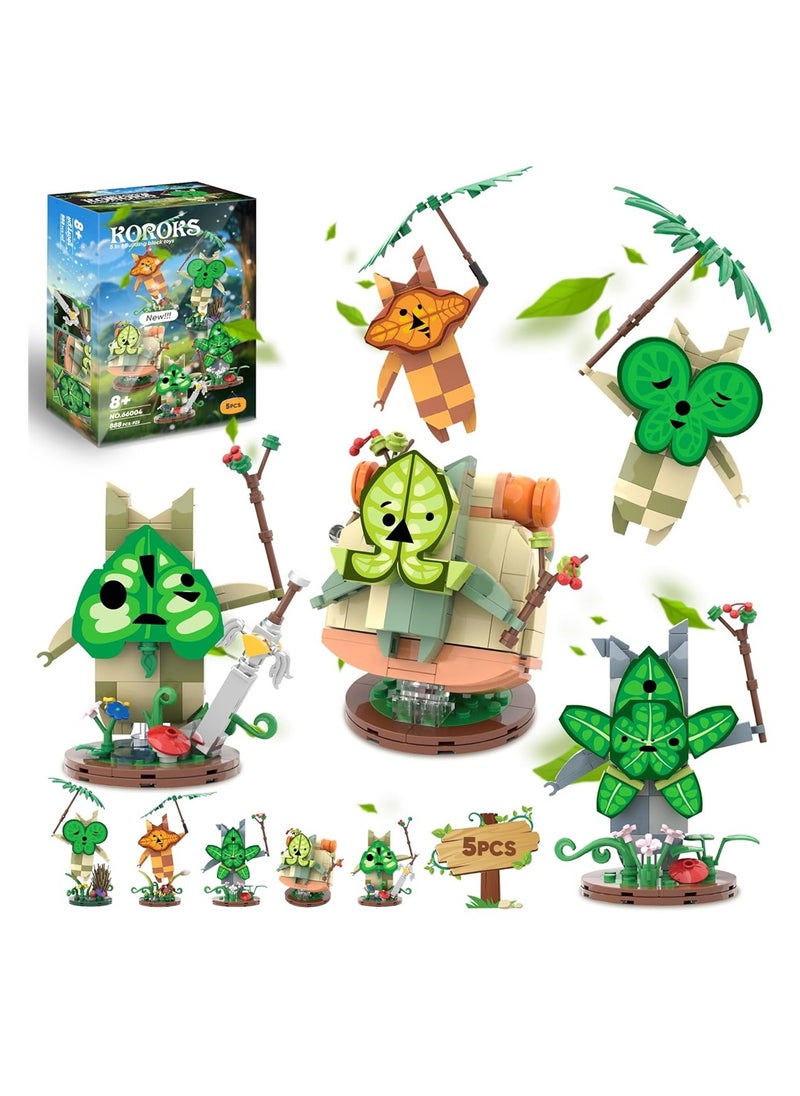 Koroks Building Set, 5 Characters Building Block Sets for BOTW Fans, Cute Game Merch Action Figures, Toys Gifts for Fans, Kids, and Adults