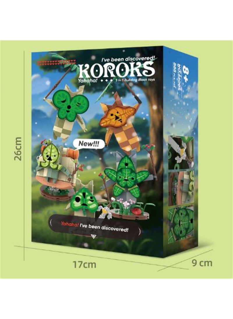 Koroks Building Set, 5 Characters Building Block Sets for BOTW Fans, Cute Game Merch Action Figures, Toys Gifts for Fans, Kids, and Adults