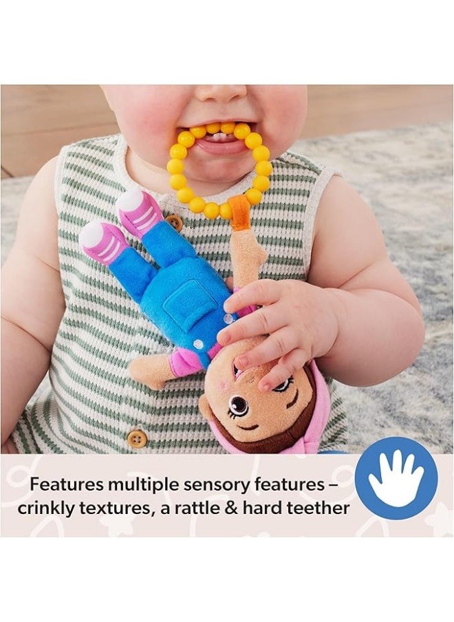 Official Sensory Take-Along Toy, Baby Swing & Baby Stroller Teething Toys with Rattle & Clip, Toddler Toys for Girls & Boys for Ages 0-1+