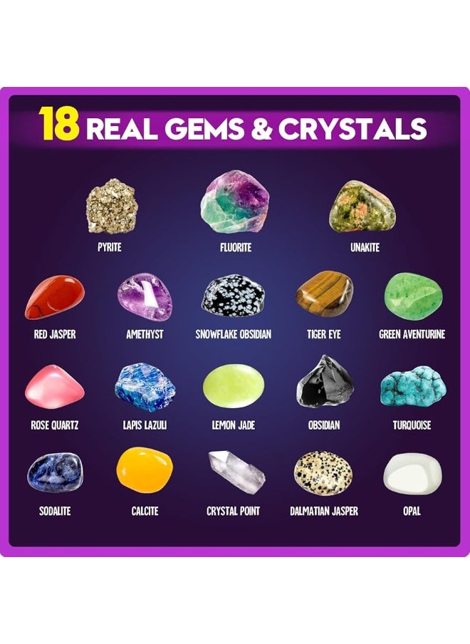 XXTOYS Gemstone Dig Kit - Dig Up 18 Real Gemstones and Crystals - Science Kits for Kids, STEM Toys for Age 6-8, Great Educational Geology Gifts for Boys & Girls Ages 5-7