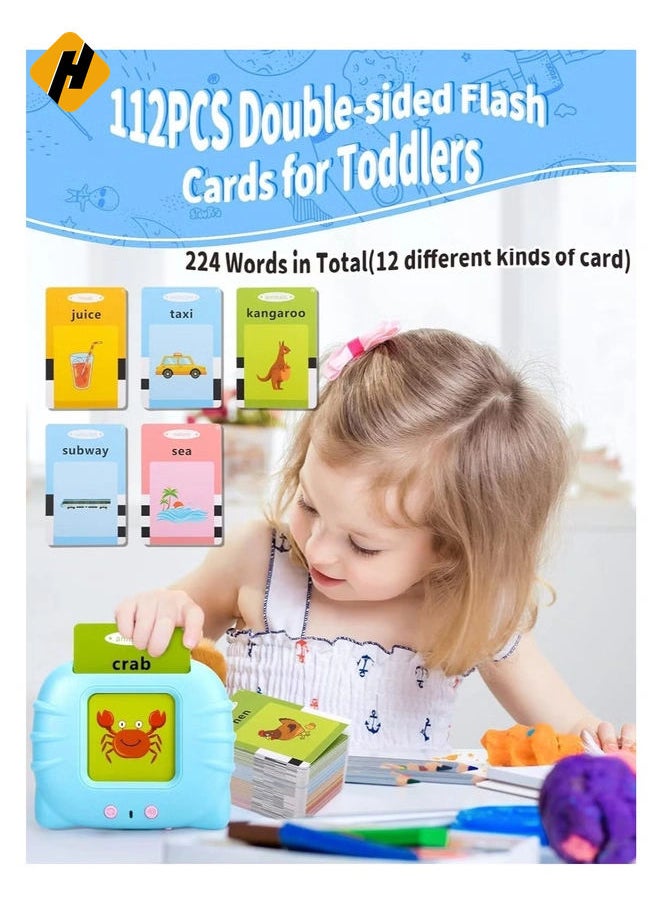 Talking Flash Cards Learning Toys for 2 3 4 5 6 Year Old Boys Girls, Autism Sensory Toys for Autistic Children with 224 Words, Preschool Montessori Toys and Birthday Gift for Kids Ages 2-6