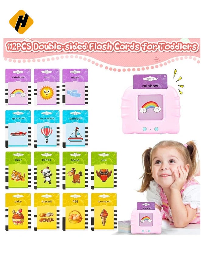 Talking Flash Cards Learning Toys,Educational Toddlers Toys for 1 2 3 4 5 6 Year Old Boys Girls,Montessori Toys with 112 Talking Baby Flash Cards 224 Words,Best Learning Gift for Your Kids