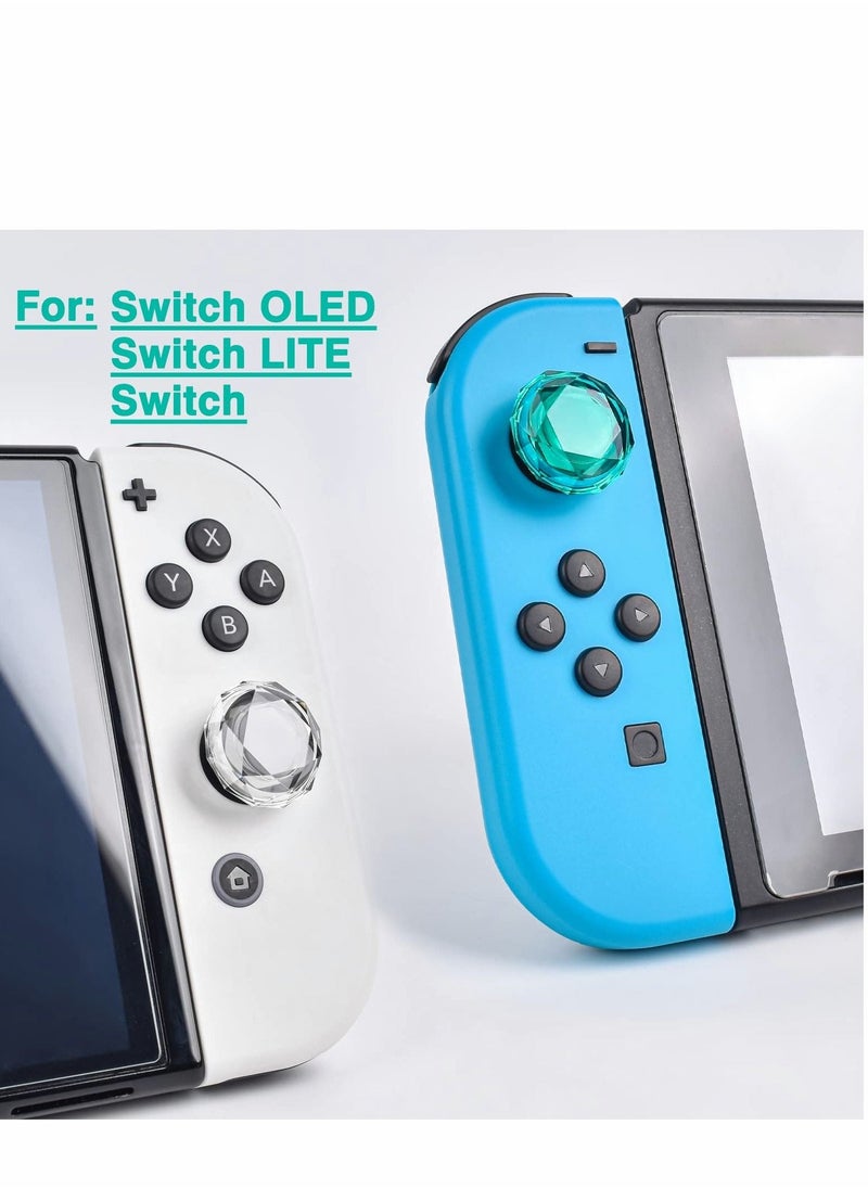 Thumb Grip Caps Compatible with Switch Lite OLED Joy Con, 4PCS 3D Crystal Clear Console Joystick Cover