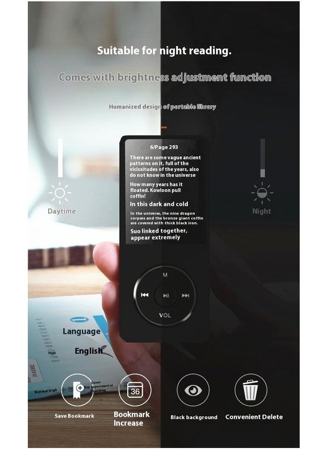 Portable MP3 Music Player H310-B Black-16GB with Speaker Earphone Portable HiFi Lossless Sound MP3 Mini Music Player Voice Recorder E-Book HD Screen