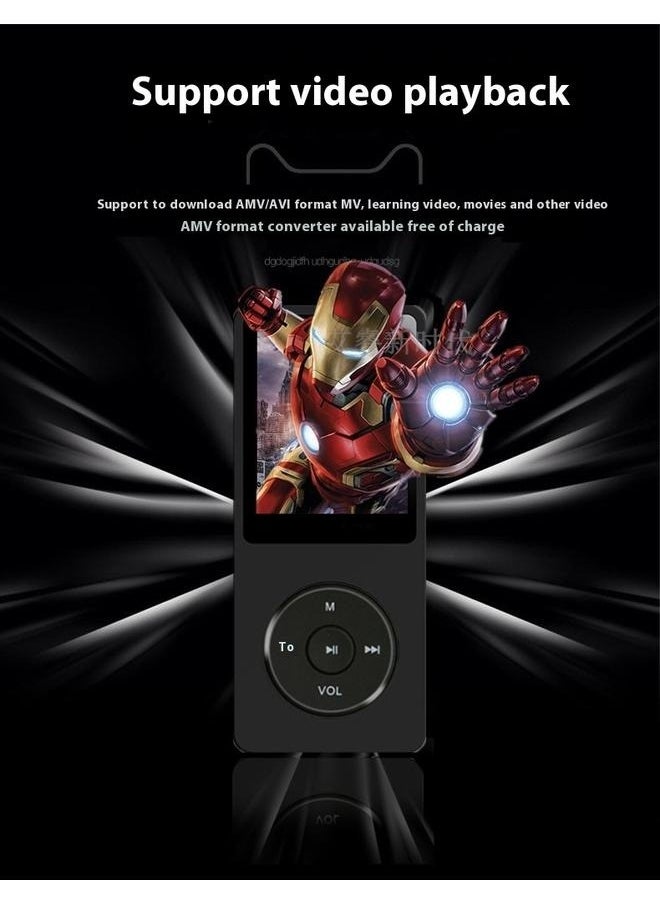 Portable MP3 Music Player H310-B Black-16GB with Speaker Earphone Portable HiFi Lossless Sound MP3 Mini Music Player Voice Recorder E-Book HD Screen