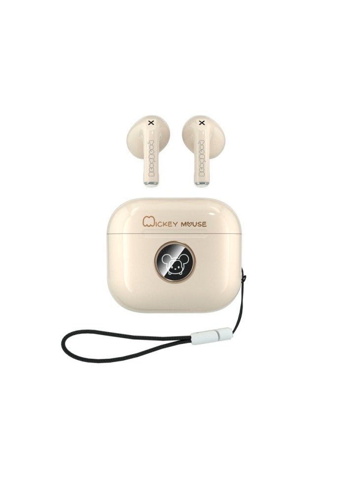 Disney LY-887 Wireless Bluetooth 5.2 Earphones – Noise Reduction, Gaming, Music, and Sport Earbuds - Cream