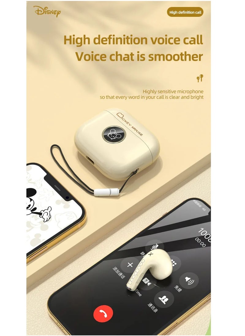 Disney LY-887 Wireless Bluetooth 5.2 Earphones – Noise Reduction, Gaming, Music, and Sport Earbuds - Cream