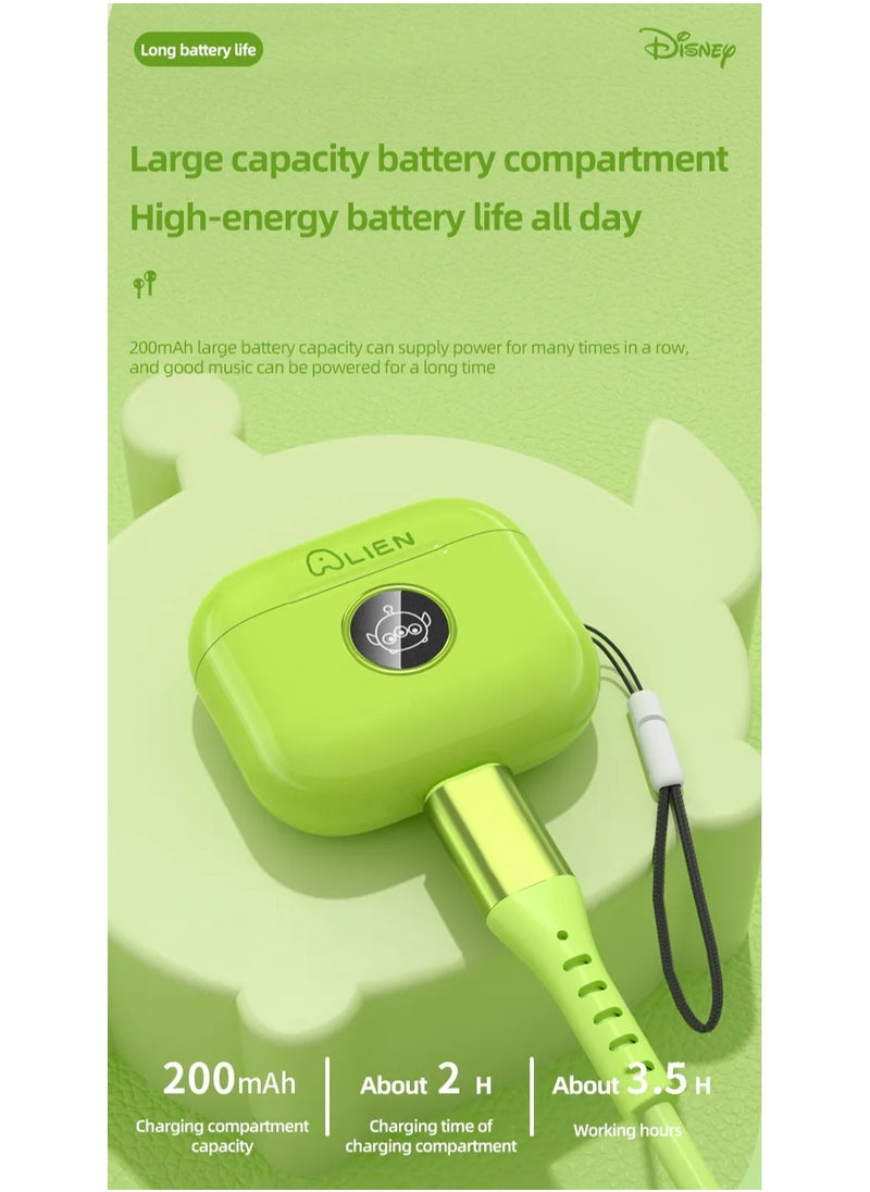 Disney LY-887 Wireless Bluetooth 5.2 Earphones – Noise Reduction, Gaming, Music, and Sport Earbuds - Green