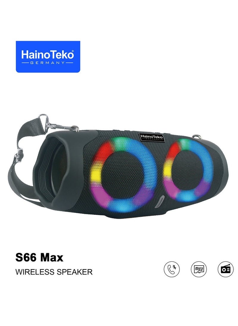 Haino Teko S66 Max Portable Wireless Speaker With High-Quality Audio RGB Lighting For Indoor and Outdoor Black