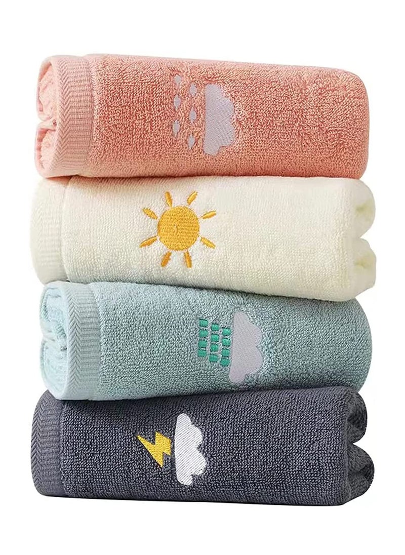 Hand Towels for Bathroom Set 4 Piece, 100% Cotton Bath Hand Towel, Face Towel Soft Highly Absorbent Towels for Adults and Children for Bathroom Kitchen, 14x29 Inch (Pink White Blue Gray)