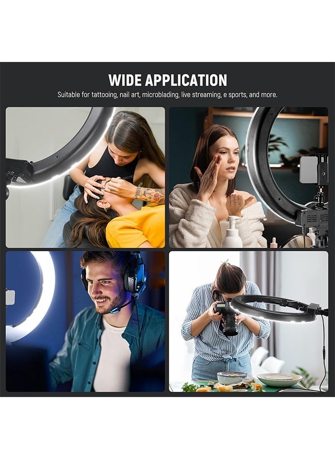 NEEWER Ring Light 18inch Kit: 55W 5600K Professional LED with Stand and Phone Holder, Soft Tube & Bag for Tattoo Lash Extension Barber Makeup Artist Studio Video Photography Lighting