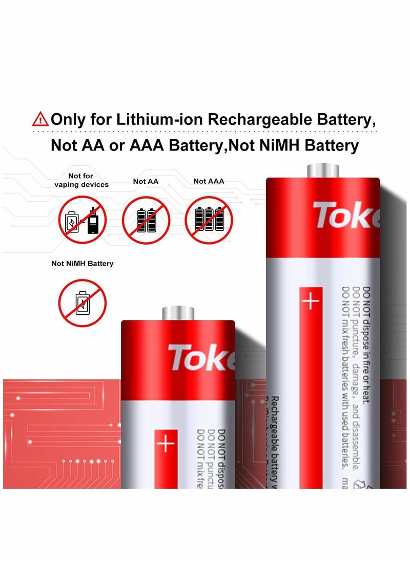 18650 Battery Charger, 3.7V 4 Bay Li-ion Charger for Rechargeable Lithium Batteries 26650 21700 18650 10400 14500 16340 16650 18500 (Only USB Charger)