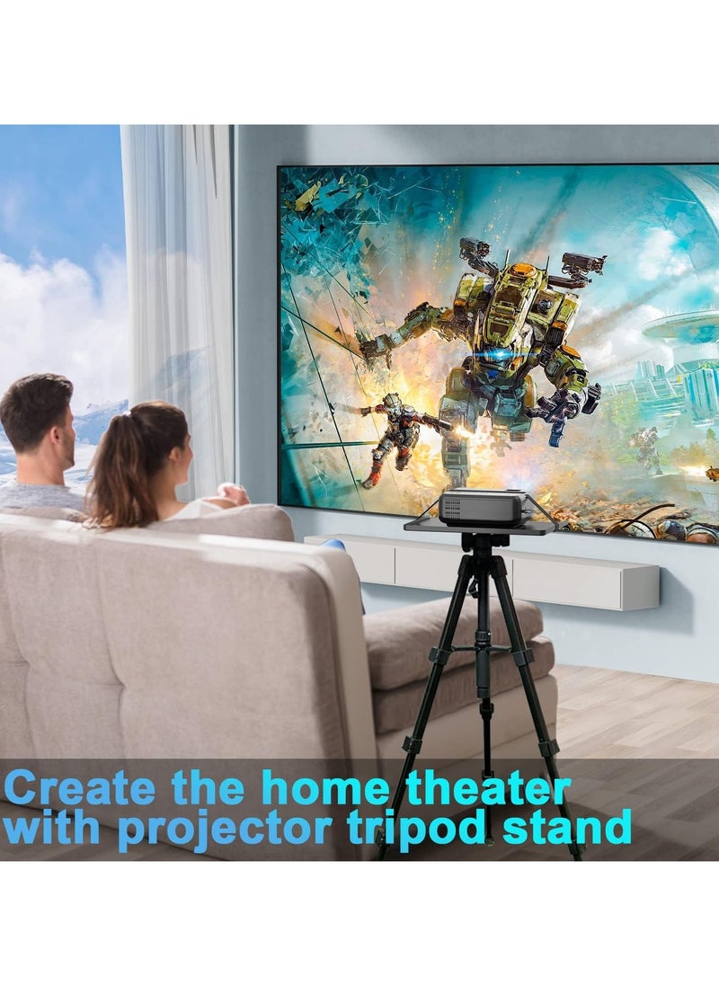 Projector Tripod Stand Universal Laptop Floor Holder Adjustable 53-110cm Height Foldable Projector Telescopic Support with 360 Rotating Enlarged Tray for Office Home Stage Studio Outdoor