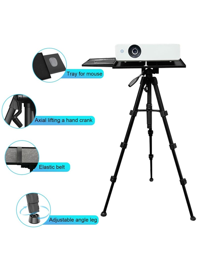Projector Tripod Stand Universal Laptop Floor Holder Adjustable 53-110cm Height Foldable Projector Telescopic Support with 360 Rotating Enlarged Tray for Office Home Stage Studio Outdoor