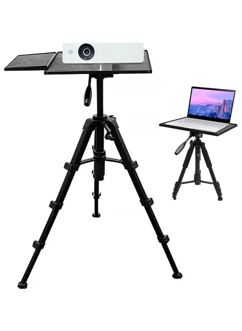 Projector Tripod Stand Universal Laptop Floor Holder Adjustable 53-110cm Height Foldable Projector Telescopic Support with 360 Rotating Enlarged Tray for Office Home Stage Studio Outdoor