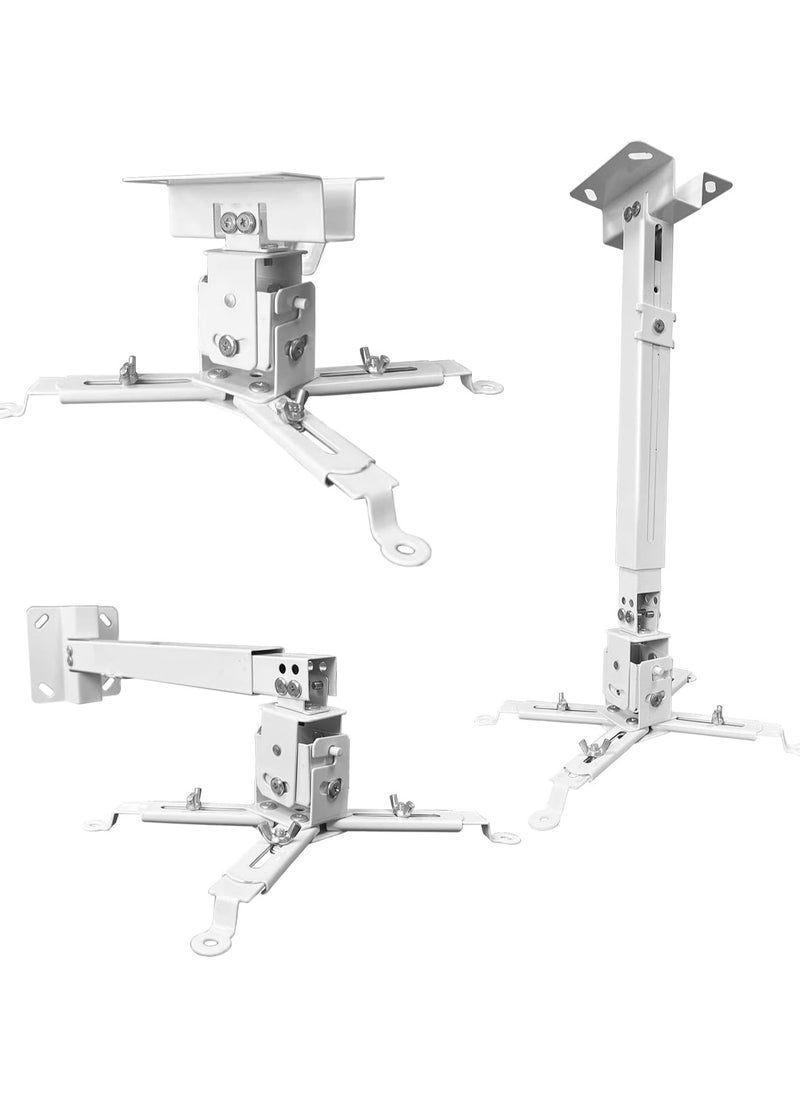 Projector Mount Wall or Ceiling Projection Mount Bracket with Adjustable Height and Extendable Arms Mount for Home and Office