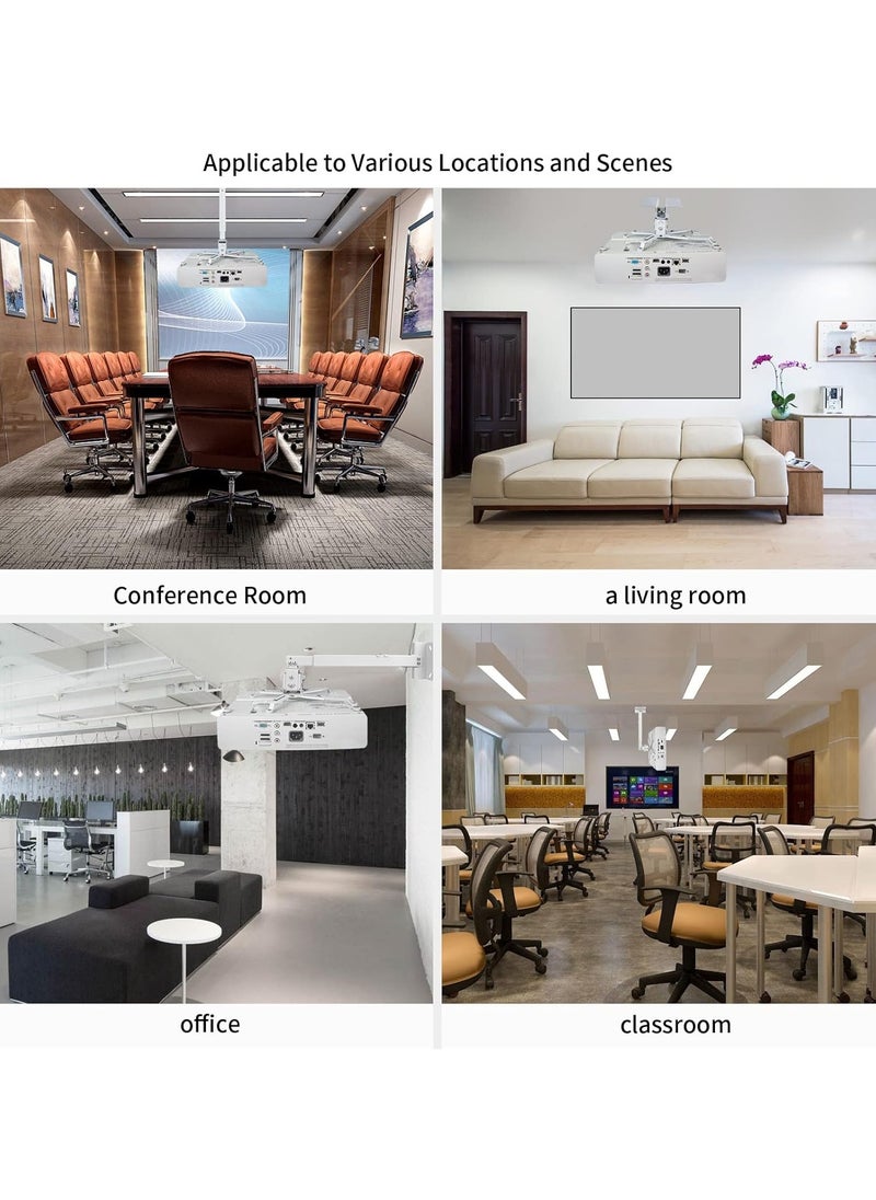 Projector Mount Wall or Ceiling Projection Mount Bracket with Adjustable Height and Extendable Arms Mount for Home and Office
