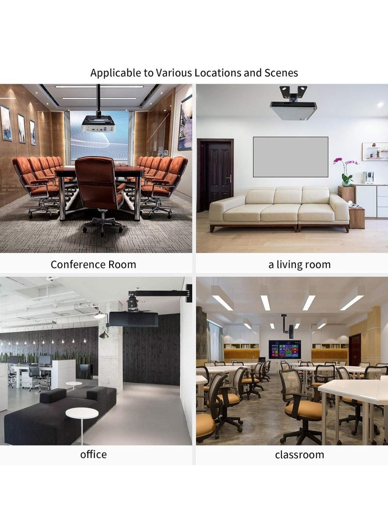 Projector Mount Wall or Ceiling Projection Mount Bracket with Adjustable Height and Extendable Arms Mount for Home and Office