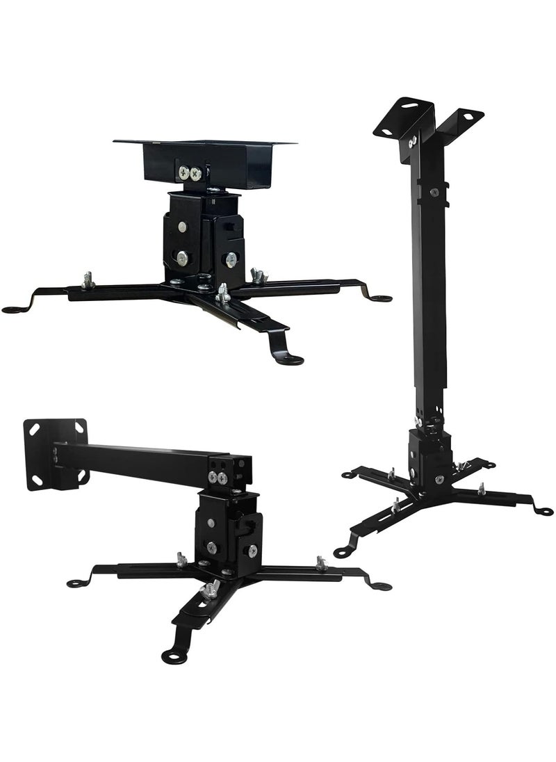 Projector Mount Wall or Ceiling Projection Mount Bracket with Adjustable Height and Extendable Arms Mount for Home and Office