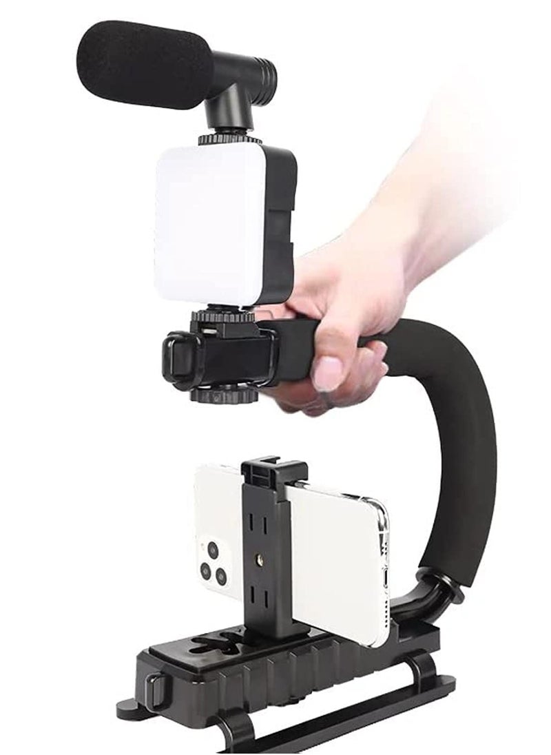 Phone Stabilizing Photography Rig – Handheld Bracket for Film Making, Vlogging, and Recording with iPhone/Type-C Devices