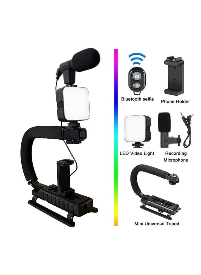 Phone Stabilizing Photography Rig – Handheld Bracket for Film Making, Vlogging, and Recording with iPhone/Type-C Devices