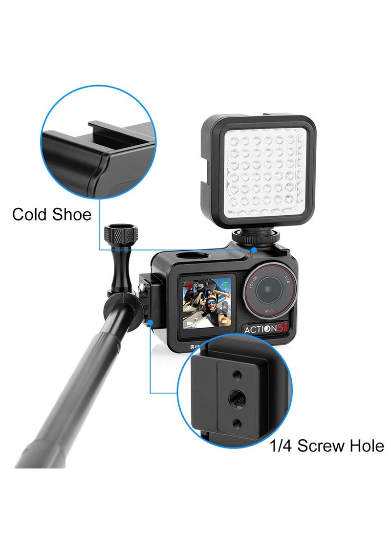 For DJI Osmo Action 5 Pro PULUZ Metal Cage Expansion Adapter Frame with Cold Shoe (Black)