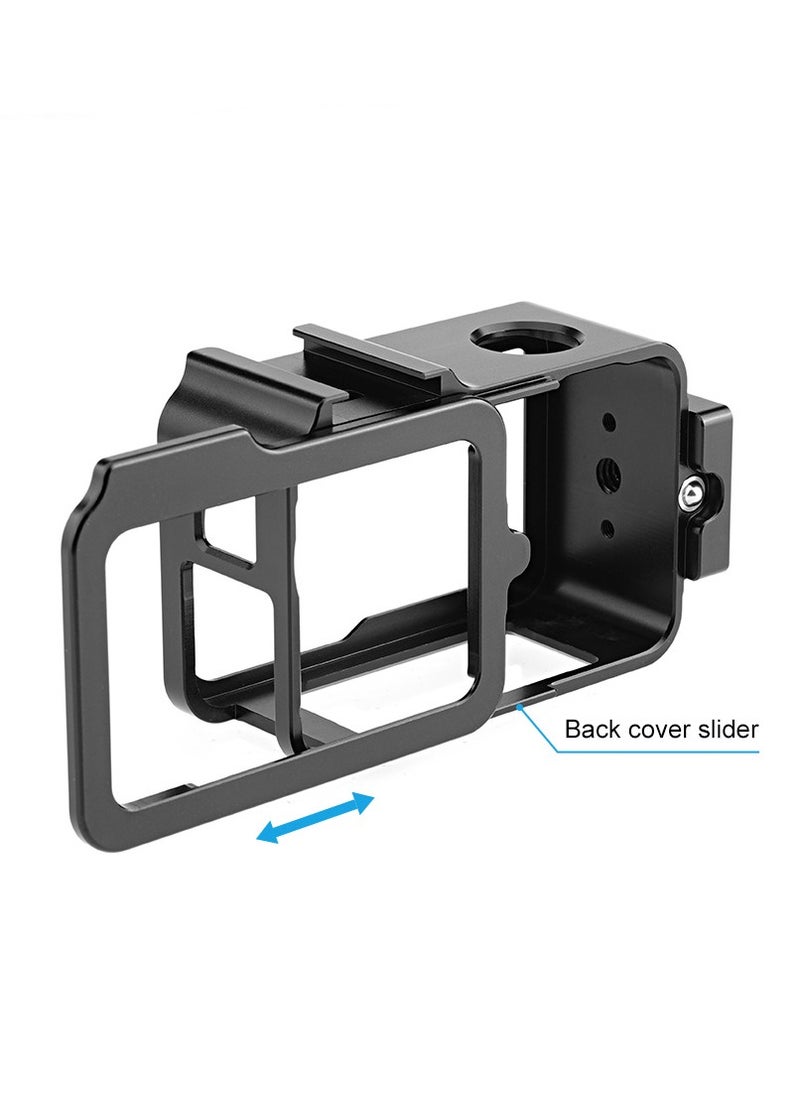 For DJI Osmo Action 5 Pro PULUZ Metal Cage Expansion Adapter Frame with Cold Shoe (Black)