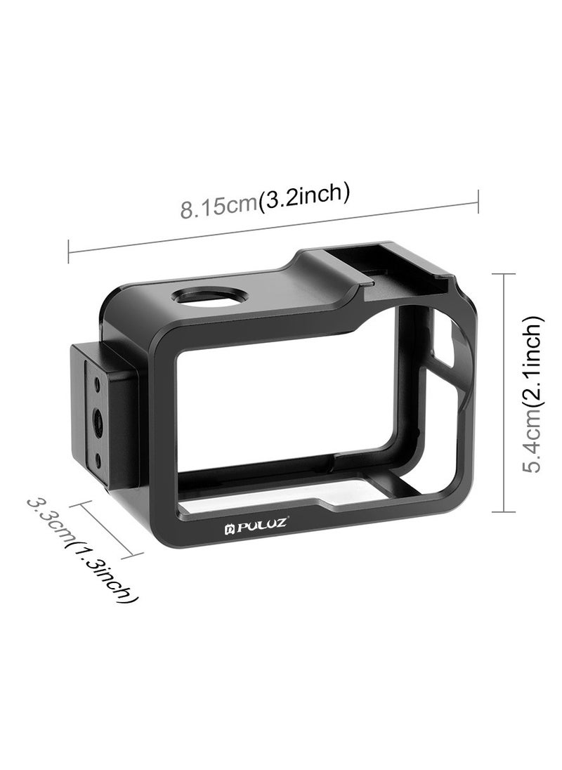 For DJI Osmo Action 5 Pro PULUZ Metal Cage Expansion Adapter Frame with Cold Shoe (Black)