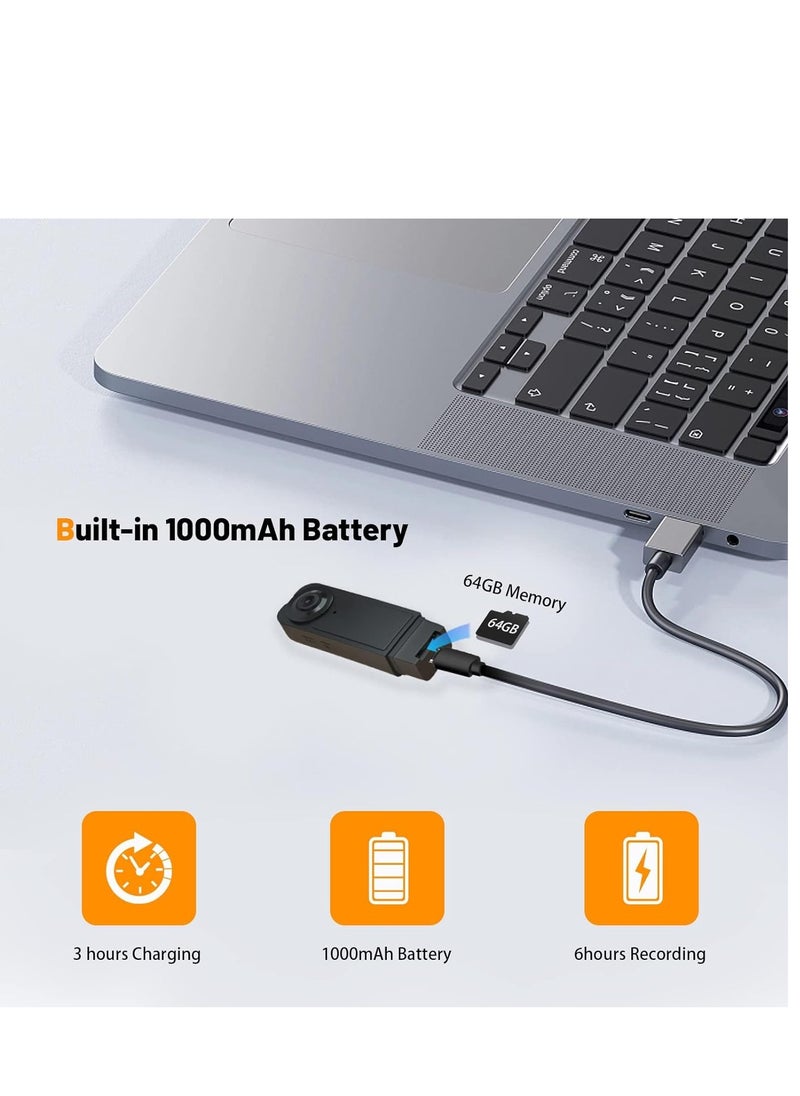 Mini Body Camera 1080P Full HD Mini Camera Body Wear Camera Bike Cameras Cycling Video Recorder Portable Pocket Body Cams with Back Clip Video Audio Recording Motion Activated